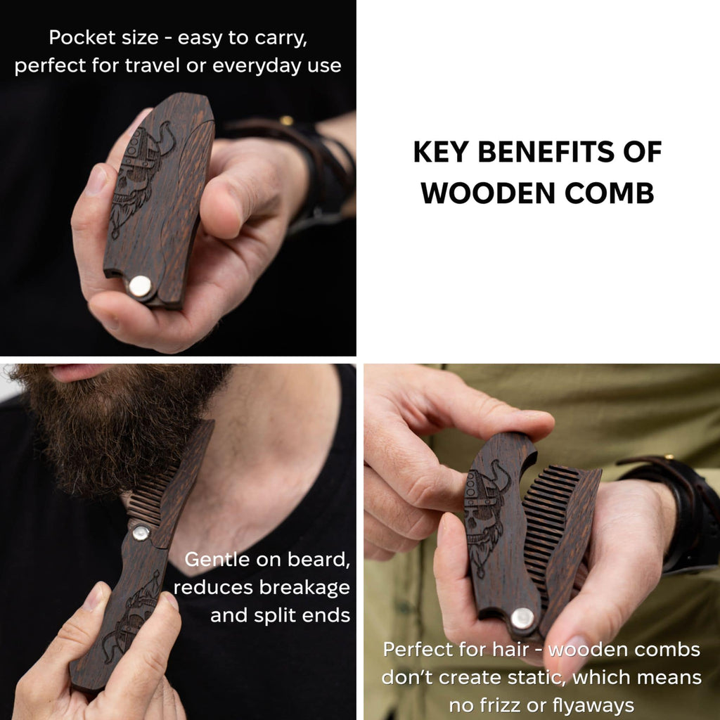 Wooden Beard Comb – Viking Design